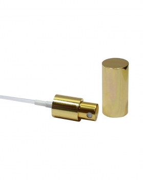 Aluminium-Spray-Zerstäuberpumpe PP18, gold inkl. Verschlusskappe  für wässriges Öl (Injektion)